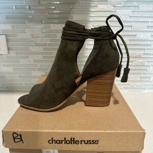 Charlotte Russe Women's Olive Green Peep Toe Booties